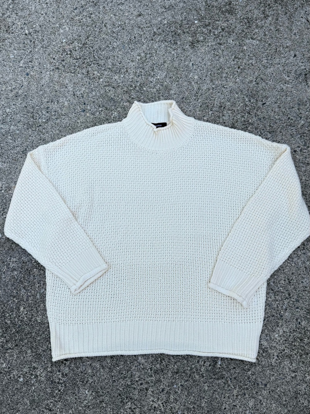 Dokotoo Cream Waffle Knit Mock Neck Oversized Sweater Size XL